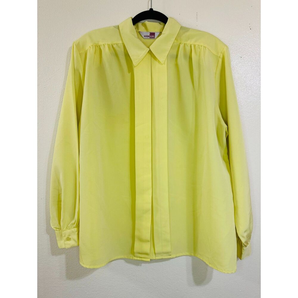 Sheridan Square Women's Plus Size Yellow Long Sleeve Career Blouse Size 18